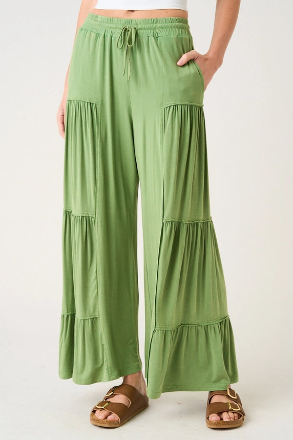 Tiered Mineral Wash Pants