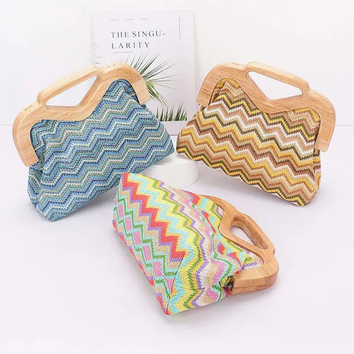 Chevron Chic Wood Frame Clutch