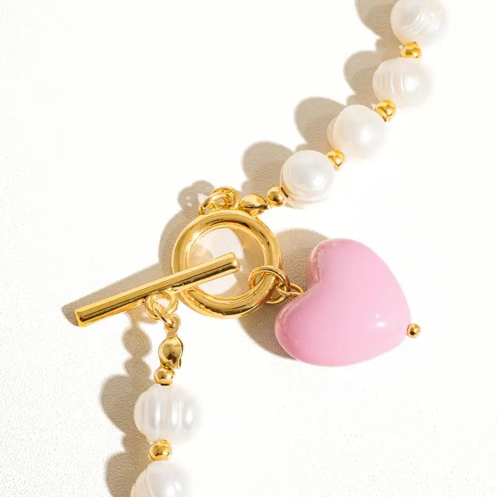 Vintage Natural Pearl Heart Necklace