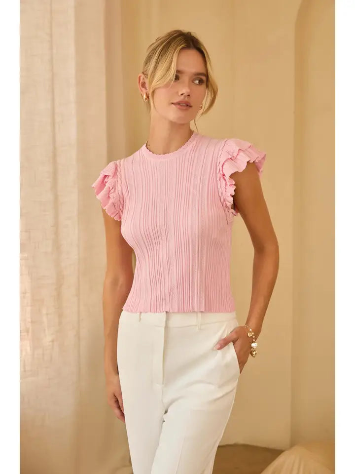 Ruffle Sleeveless Sweater