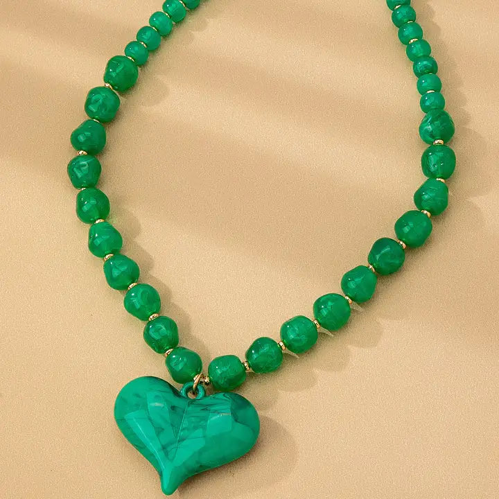 Chunky Beaded Charm Necklace