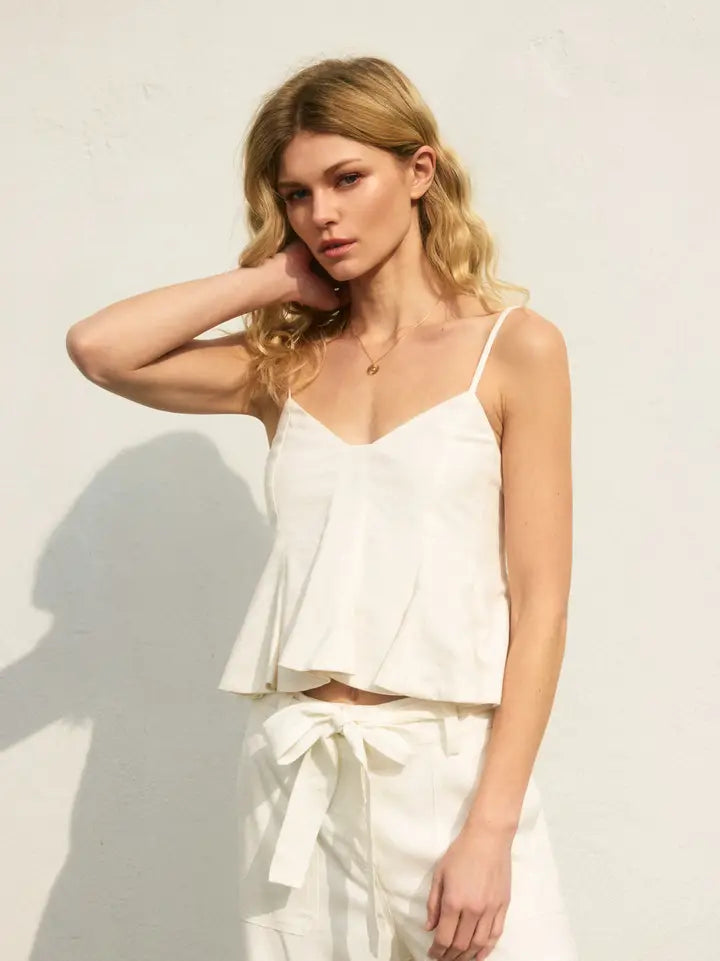 Linen Sleeveless Flare Top