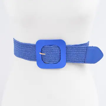 Faux Straw Elastic Belt