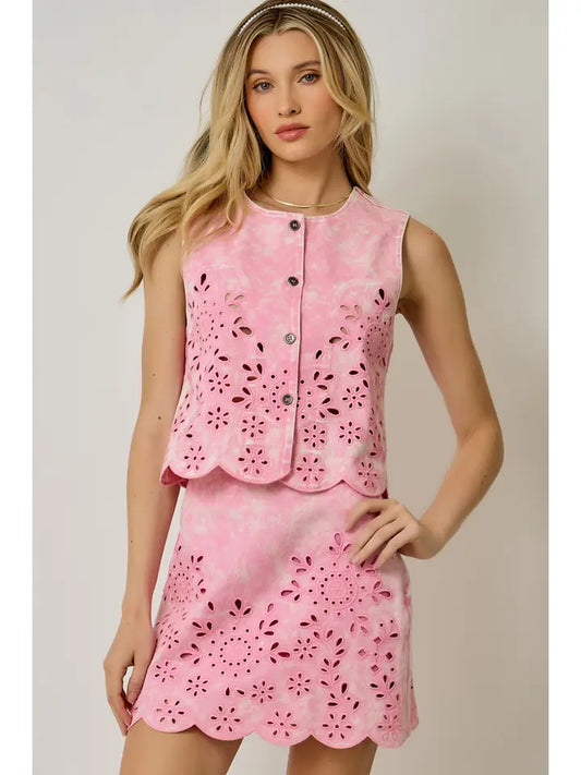 Acid Washed Eyelet Vest