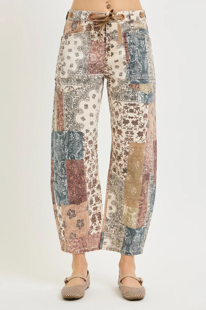 Slouchy Barrel Jeans with Drawstring