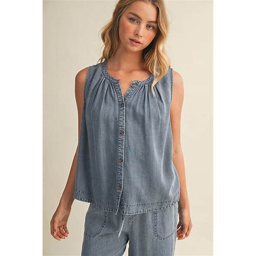 Sleeveless Chambray Top