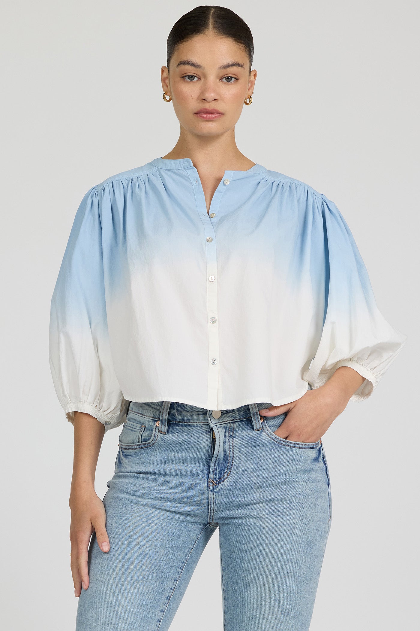Ombre Wash 3/4 Sleeve Blouse