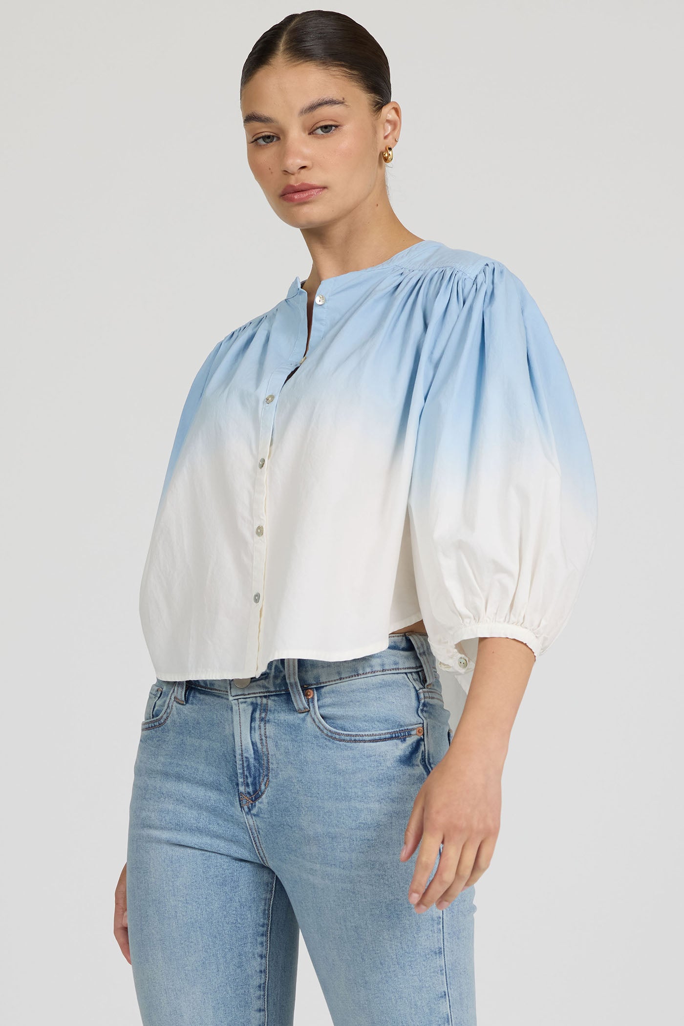 Ombre Wash 3/4 Sleeve Blouse